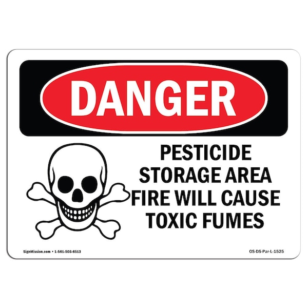 OSHA Sign, 12" Height, 18" Width, Rigid Plastic, Pesticide Storage Area, Landscape, 1218-L-1525